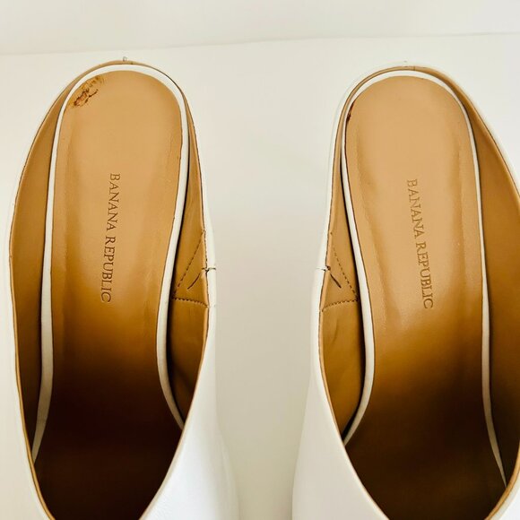 Banana Republic Mid-Heel Leather Mules in Ivory Size 10 - Picture 7 of 10